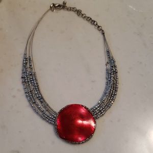 Gorgeous enamel red medallion with rhinestones